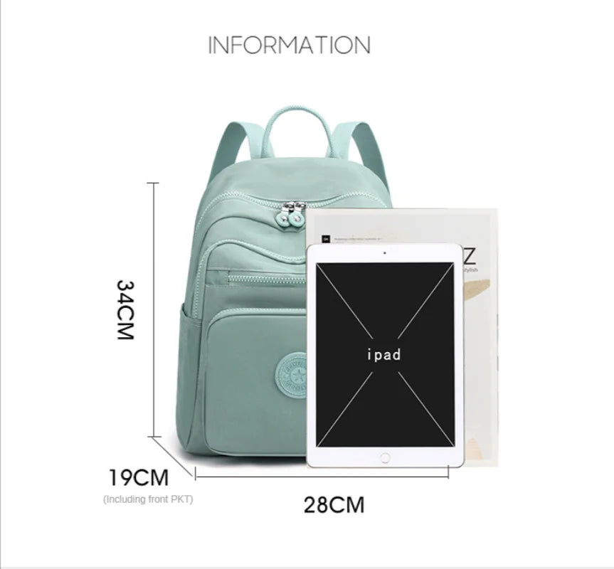 Solid Women's Backpack Large Capacity Nylon Cloth Girls Schoolbag