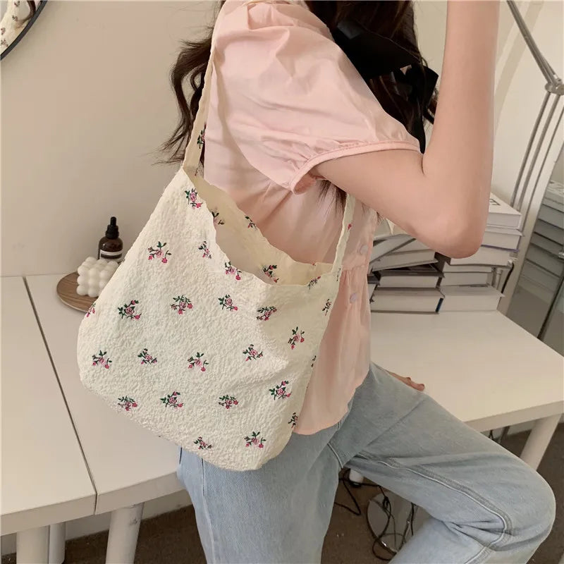 Floral Women Handbag Bags Portable Eco Reusable Cotton Ladies Shopping Bag