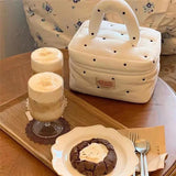 Ins Fire Dot Quilting Cosmetic Bag Large Capacity Tofu Bag