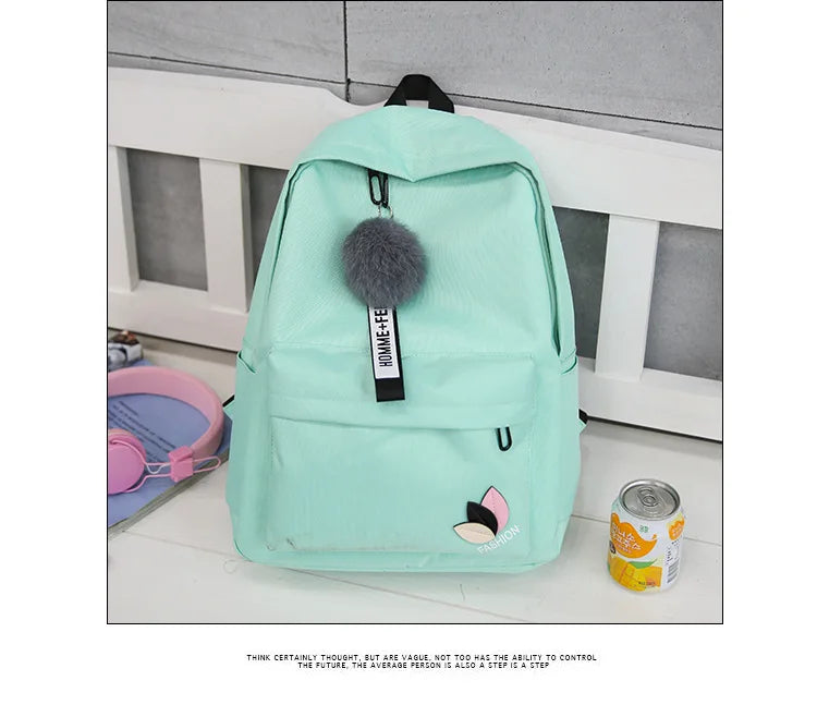 Casual Canvas Backpack for Teen Girls Preppy Style School Bag