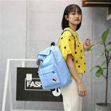 Casual Canvas Backpack for Teen Girls Preppy Style School Bag