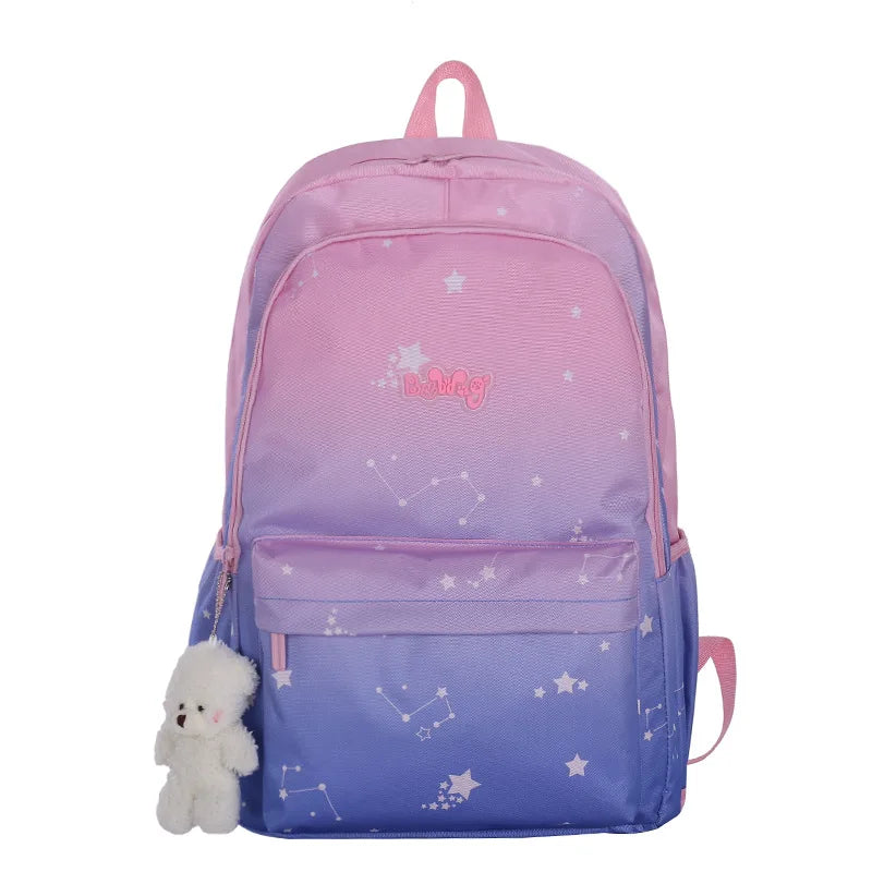 Nylon Backpack for Teenage Girls School Bag Pink