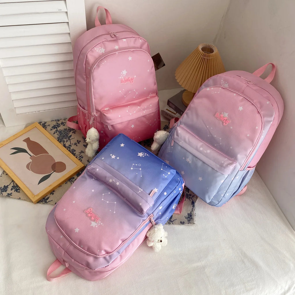 Nylon Backpack for Teenage Girls School Bag Pink