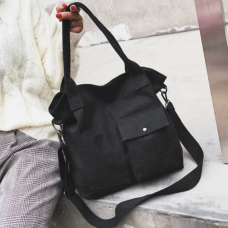 Canvas Shoulder Bag for Women: Large Capacity Crossbody Messenger Bag