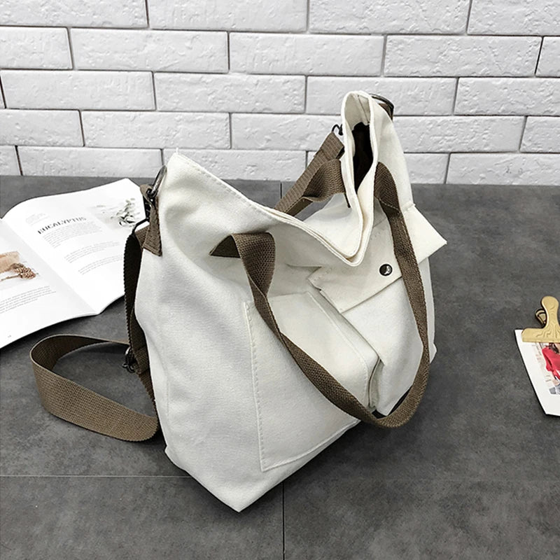 Canvas Shoulder Bag for Women: Large Capacity Crossbody Messenger Bag