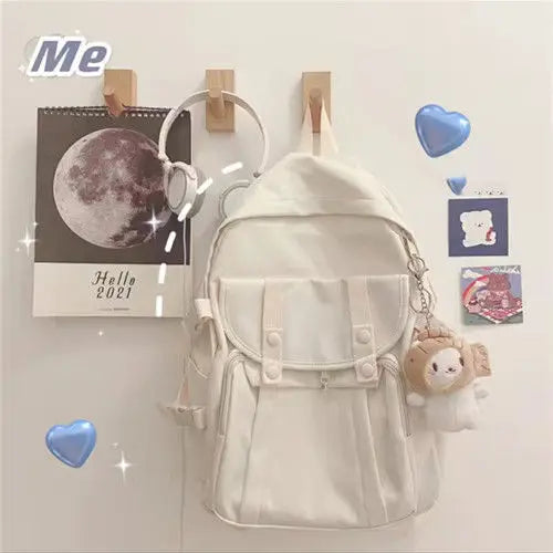 Preppy Style Large Capacity Nylon Backpack