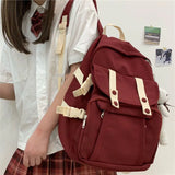 Preppy Style Large Capacity Nylon Backpack