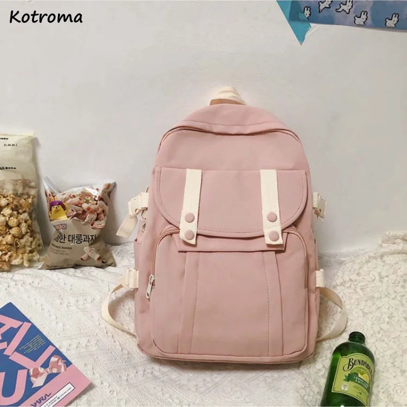 Preppy Style Large Capacity Nylon Backpack
