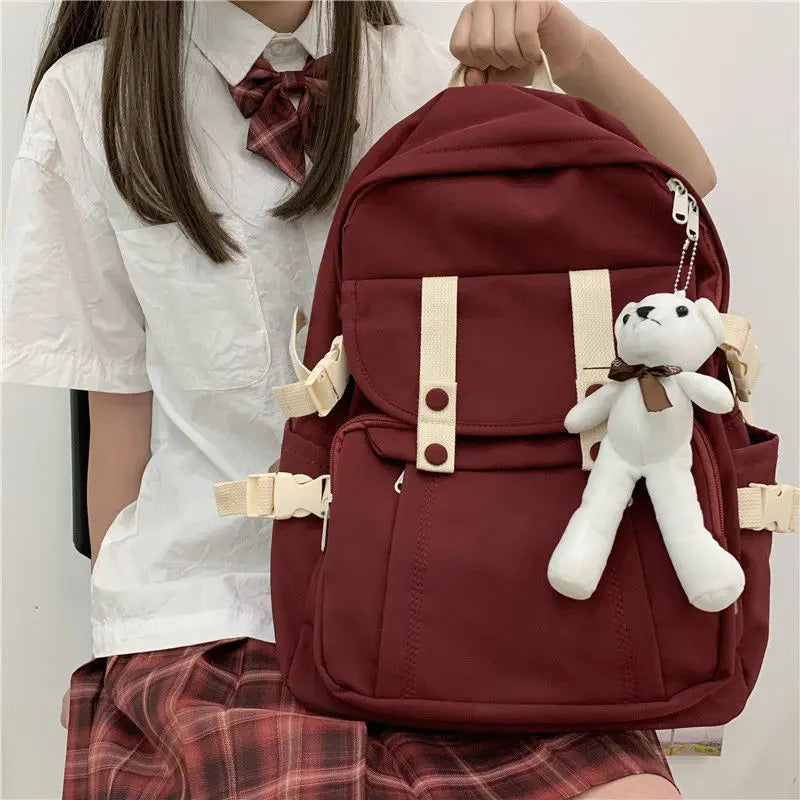 Preppy Style Large Capacity Nylon Backpack