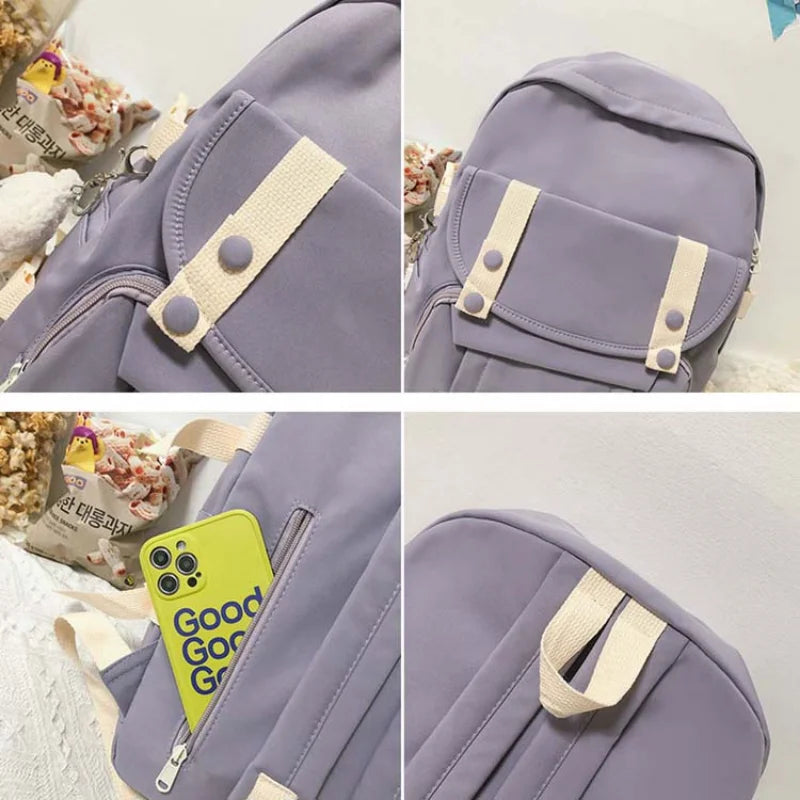 Preppy Style Large Capacity Nylon Backpack