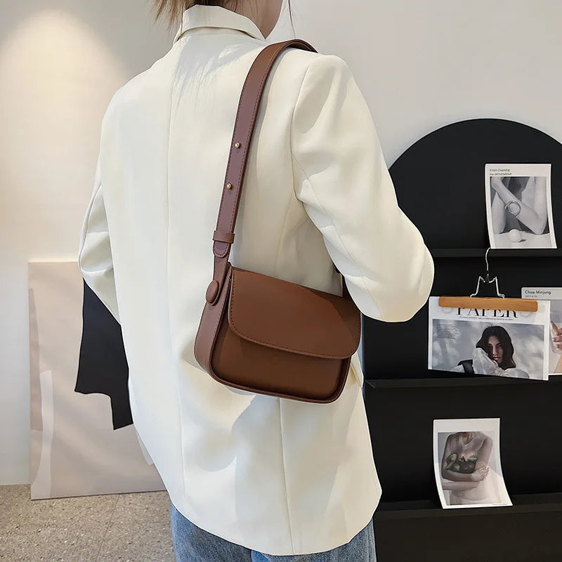 Women Casual Underarm Bag Shoulder PU Leather Solid Messenger Bag Green