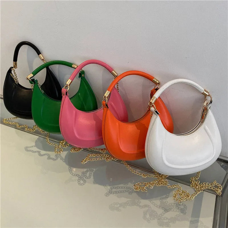 Women's Small Shoulder Crossbody Bag Pu Leather Chain Tote Handbag