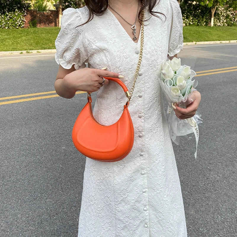 Women's Small Shoulder Crossbody Bag Pu Leather Chain Tote Handbag