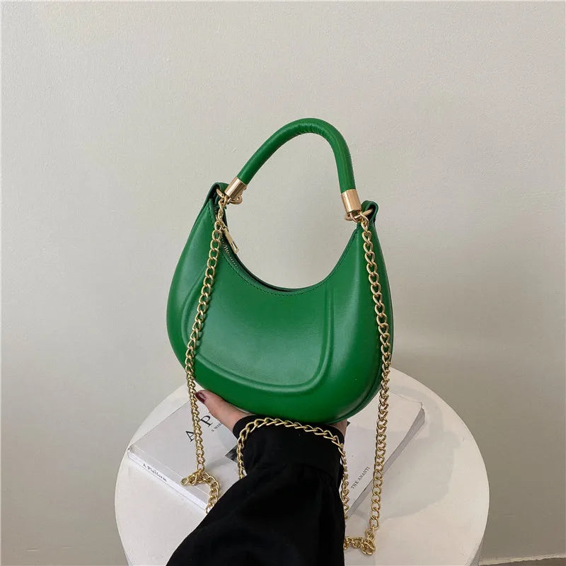 Women's Small Shoulder Crossbody Bag Pu Leather Chain Tote Handbag