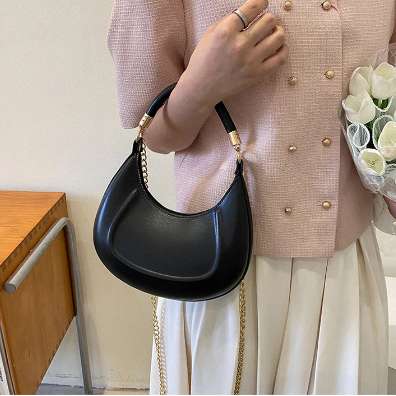 Women's Small Shoulder Crossbody Bag Pu Leather Chain Tote Handbag