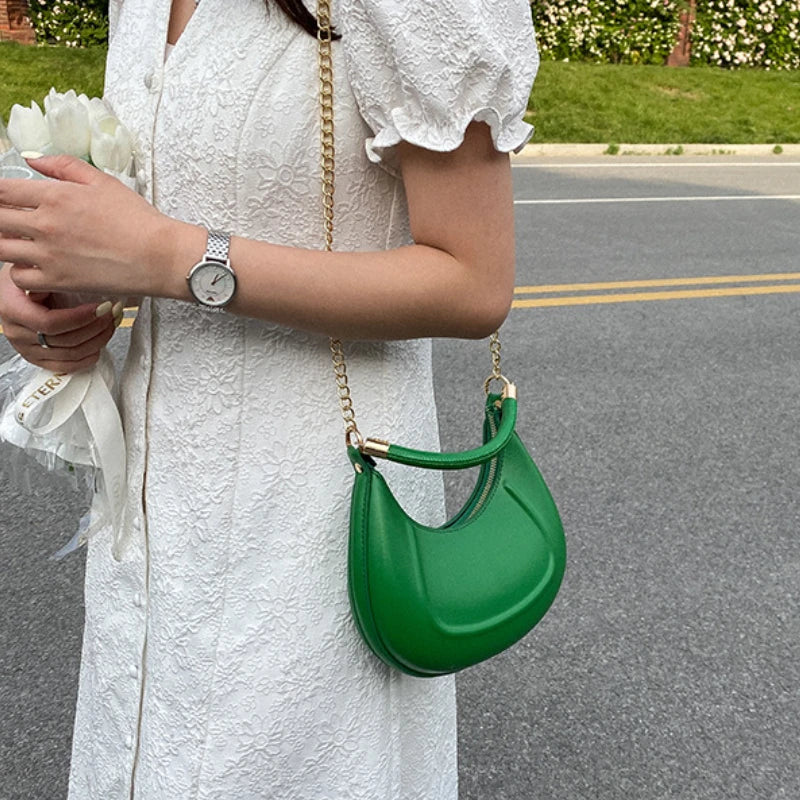 Women's Small Shoulder Crossbody Bag Pu Leather Chain Tote Handbag