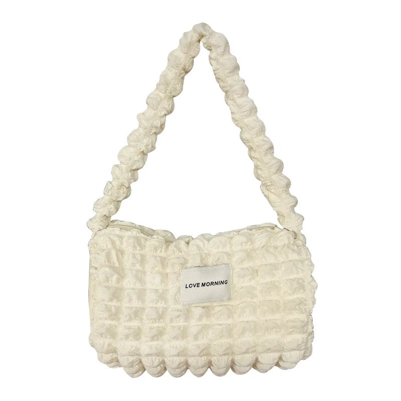 Casual Flower Hand Bag Plaid Shoulder Bag Zipper Shopper Purses