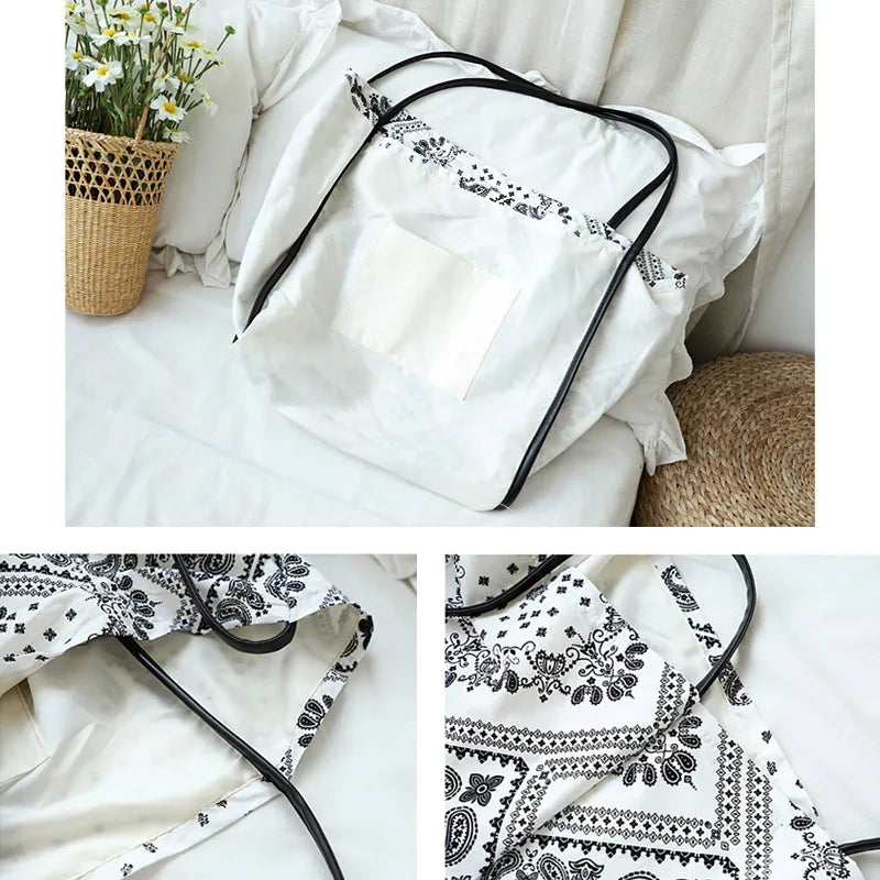 Printed Canvas Shoulder Bag Women Large Casual Tote Bag Girls