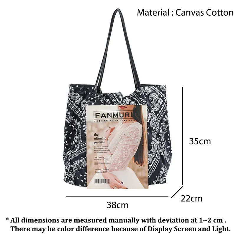 Printed Canvas Shoulder Bag Women Large Casual Tote Bag Girls