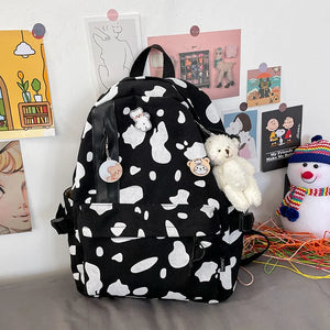 Student Backpack Cow Pattern School Bag