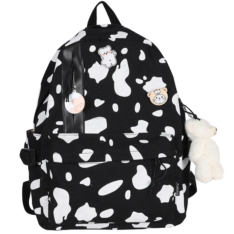 Student Backpack Cow Pattern School Bag