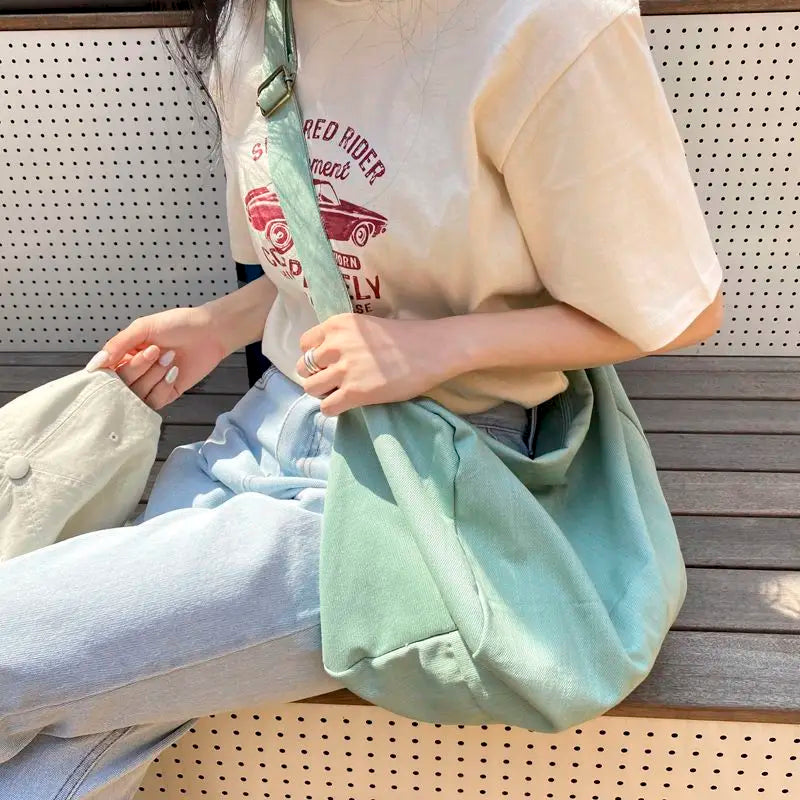 Canvas School Bag Female Students Crossbody Purse