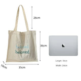 Letter Embroidery Canvas Shoulder Bag Casual Girl Handbag