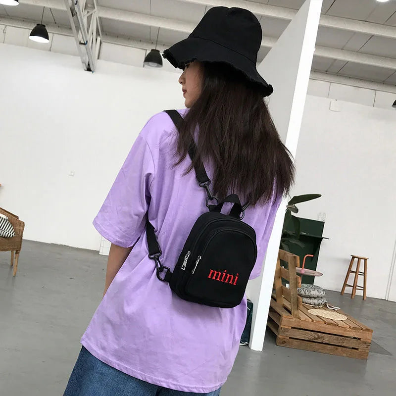 Small Canvas Girl Mini Backpack For Women Waterproof Travel Bag