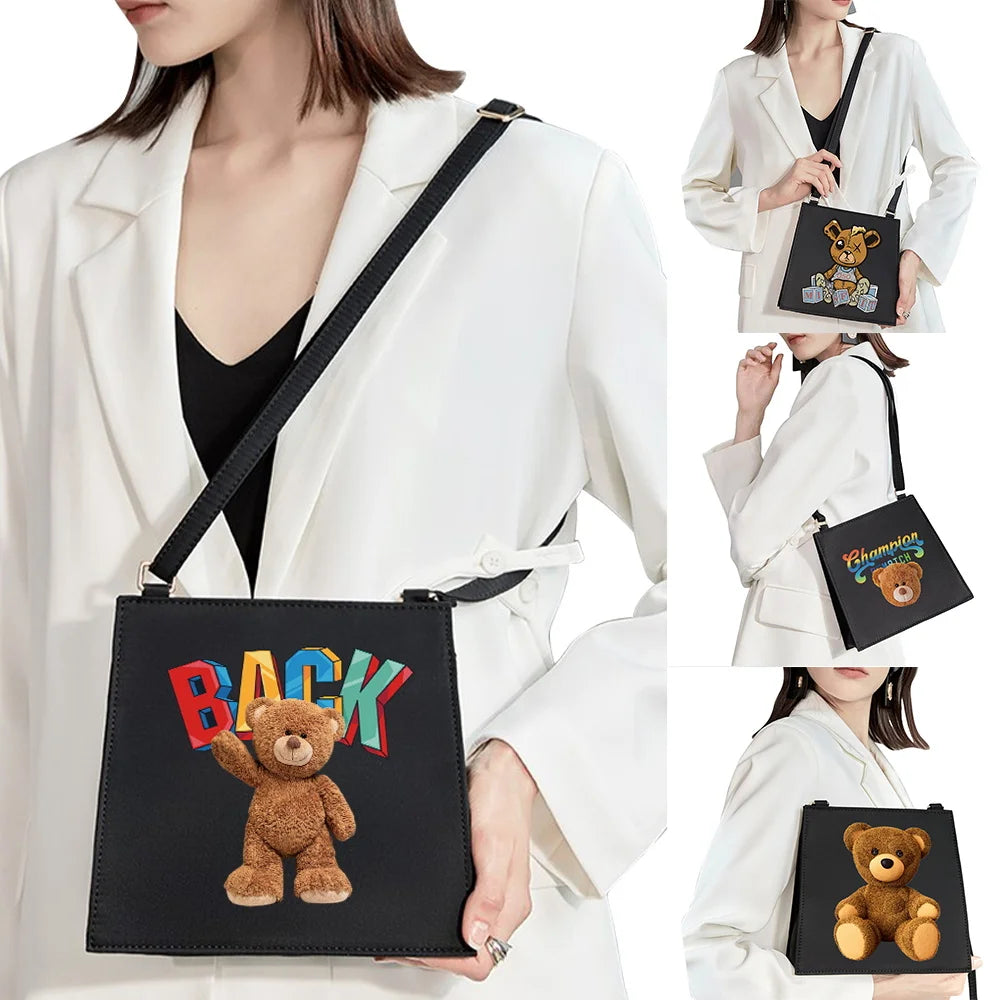 Cartoon Teddy Bear Pattern Shoulder Bag - High-end Evening Bag