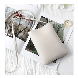 Women Minimalist Candy Pu Leather Cell Phone Crossbody Purse