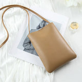 Women Minimalist Candy Pu Leather Cell Phone Crossbody Purse