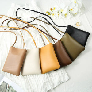Women Minimalist Candy Pu Leather Cell Phone Crossbody Purse
