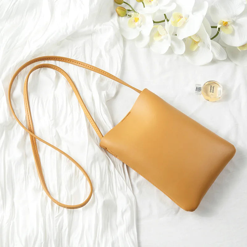 Women Minimalist Candy Pu Leather Cell Phone Crossbody Purse