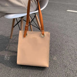 Large-Capacity Soft Leather Shoulder Bag Multicolore Tote