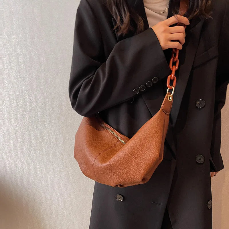Casual Chain Ladies Messenger Bag High Texture Shoulder Bags All-match Dumpling