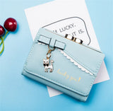 Small Fresh Short Bow Purse Cheap Ladies Wallets Cat Pendant