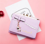 Small Fresh Short Bow Purse Cheap Ladies Wallets Cat Pendant