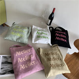 Canvas Shoulder Bag Letter Printed Large Handbag