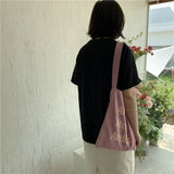 Canvas Shoulder Bag Letter Printed Large Handbag