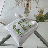Canvas Shoulder Bag Letter Printed Large Handbag