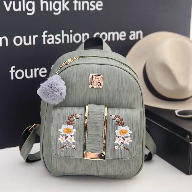 Embroidered Backpack Female Small Fresh Academic Students Schoolbag Girls