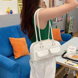 Vintage Oil Wax Bowling Bag with Multiple Pockets