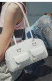 Vintage Oil Wax Bowling Bag with Multiple Pockets