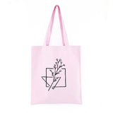 Vintage Plant Print Canvas Shoulder Bag Y2K Casual Large Capacity