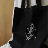 Vintage Plant Print Canvas Shoulder Bag Y2K Casual Large Capacity