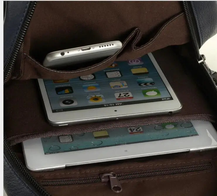 PU Leather Men's Backpack Casual Messenger Chest Bag