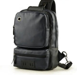 PU Leather Men's Backpack Casual Messenger Chest Bag