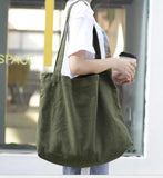 Large Capacity Canvas Shoulder Bag Retro Shopping Bag
