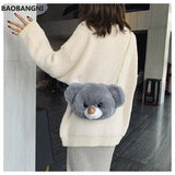 Plush Chain Messenger Bag Girl Doll Bear Head Shoulder Bag