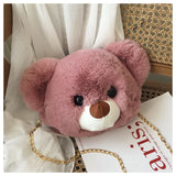 Plush Chain Messenger Bag Girl Doll Bear Head Shoulder Bag